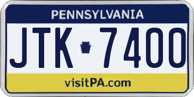 PA license plate JTK7400