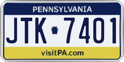 PA license plate JTK7401