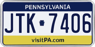 PA license plate JTK7406