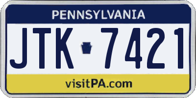 PA license plate JTK7421
