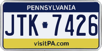 PA license plate JTK7426
