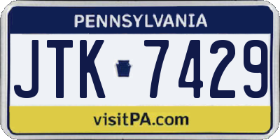 PA license plate JTK7429