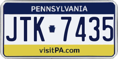 PA license plate JTK7435