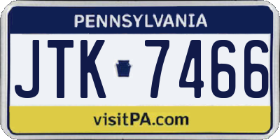 PA license plate JTK7466
