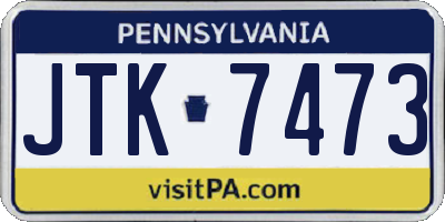 PA license plate JTK7473