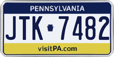 PA license plate JTK7482