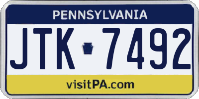 PA license plate JTK7492
