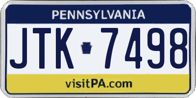 PA license plate JTK7498