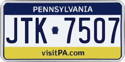 PA license plate JTK7507