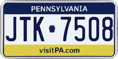 PA license plate JTK7508