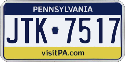 PA license plate JTK7517