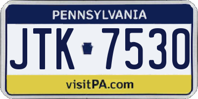 PA license plate JTK7530