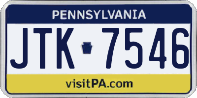 PA license plate JTK7546