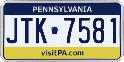 PA license plate JTK7581