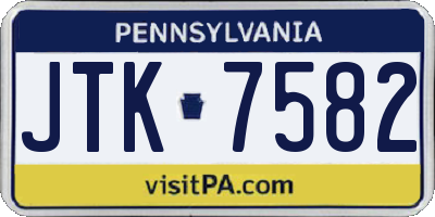 PA license plate JTK7582