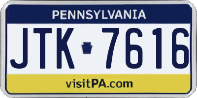 PA license plate JTK7616