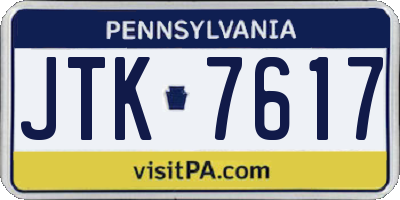 PA license plate JTK7617