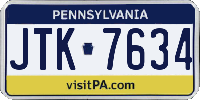 PA license plate JTK7634