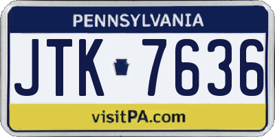 PA license plate JTK7636