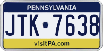 PA license plate JTK7638