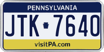 PA license plate JTK7640