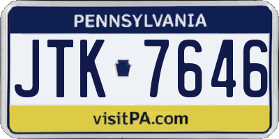 PA license plate JTK7646