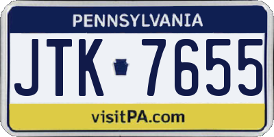 PA license plate JTK7655