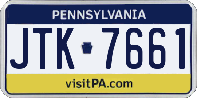 PA license plate JTK7661