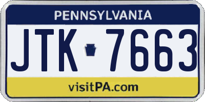 PA license plate JTK7663