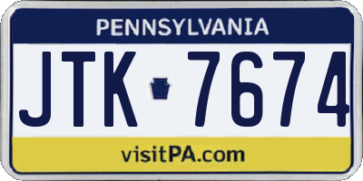 PA license plate JTK7674