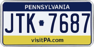 PA license plate JTK7687