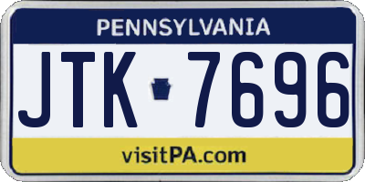 PA license plate JTK7696