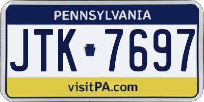 PA license plate JTK7697