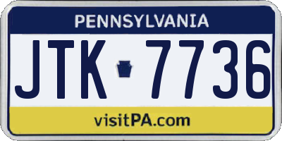 PA license plate JTK7736