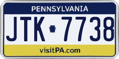 PA license plate JTK7738