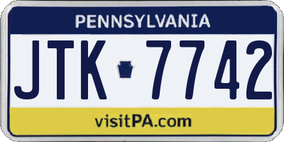 PA license plate JTK7742