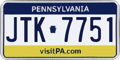 PA license plate JTK7751