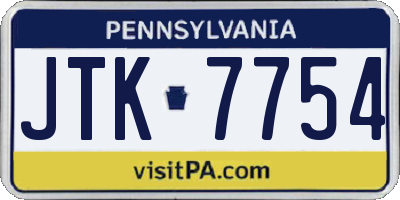 PA license plate JTK7754