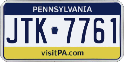 PA license plate JTK7761