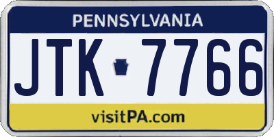 PA license plate JTK7766