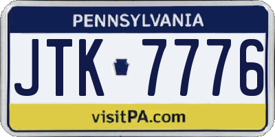 PA license plate JTK7776