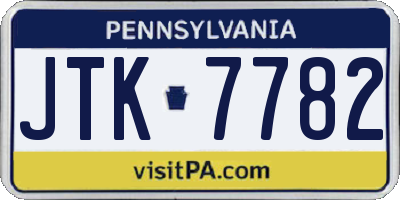 PA license plate JTK7782