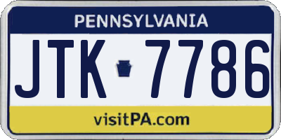 PA license plate JTK7786