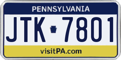 PA license plate JTK7801