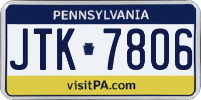 PA license plate JTK7806