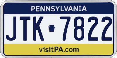 PA license plate JTK7822