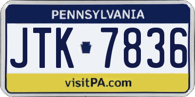 PA license plate JTK7836