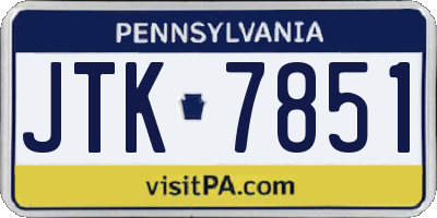 PA license plate JTK7851