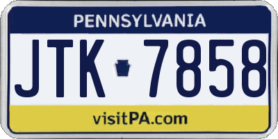 PA license plate JTK7858
