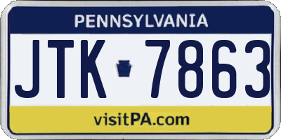 PA license plate JTK7863
